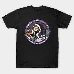 Hobbies, Naps, and Cats (Purple) T-Shirt